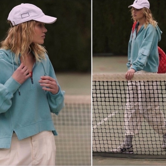 NWT Free People FP Movement Intercept 1/2 Zip Cargo Hoodie Lt. Blue - Picture 4 of 4